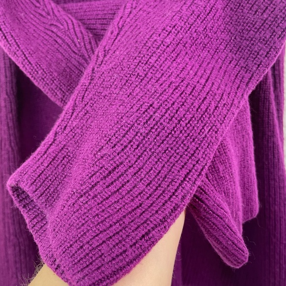 Eileen Fisher Ribbed Turtleneck Raglan Long Sleeve Merino Wool Purple Sweater XL - Picture 9 of 16